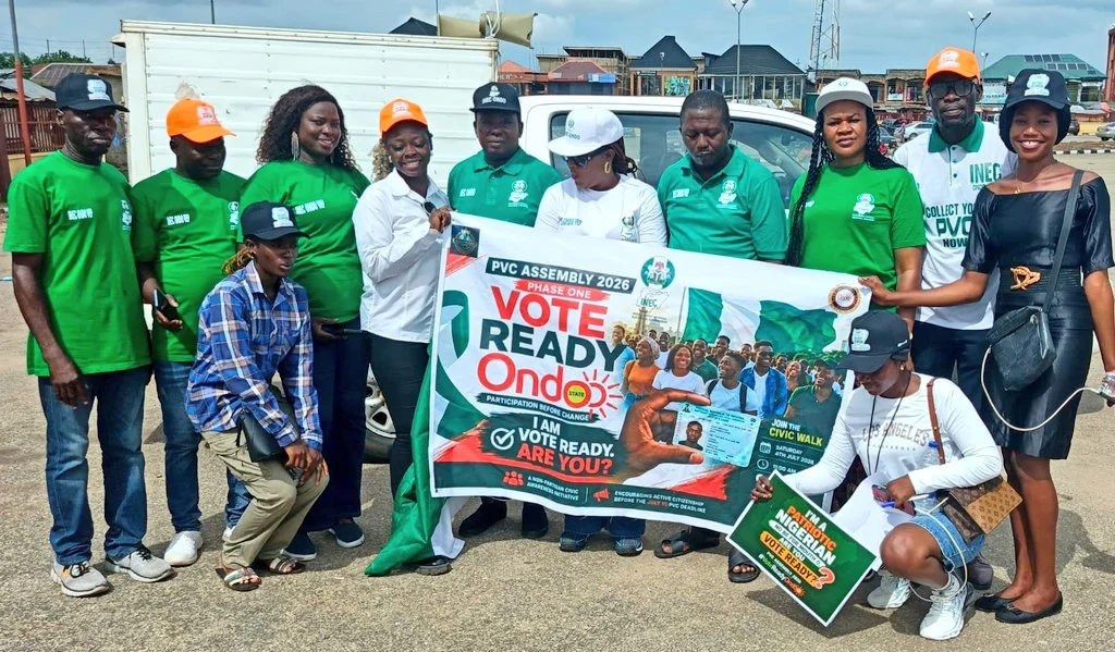 Participants at a voter registration awareness drive ahead of the CVR deadline