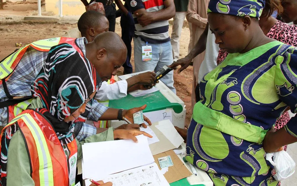 Voters at a polling unit during a Nigerian election